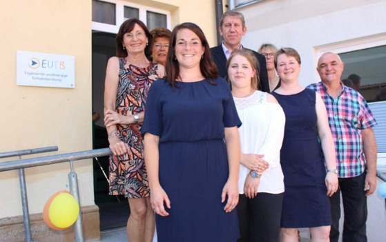 Das Team der EUTB SkF mit MdB Andreas Schwarz (vo.li: Abt.Leiterin Nicole Fischer; hi.re. SkF-GF Brigitte Randow)